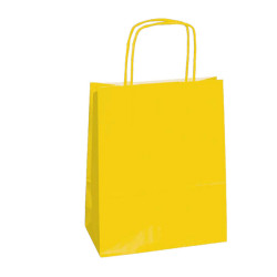 Shopper Twisted - maniglie cordino - 26 x 11 x 35 cm - carta kraft - giallo - Mainetti Bags - conf. 25 pezzi