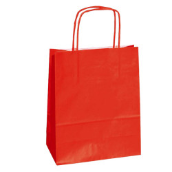 Shopper Twisted - maniglie cordino - 26 x 11 x 35 cm - carta kraft - rosso - Mainetti Bags - conf. 25 pezzi