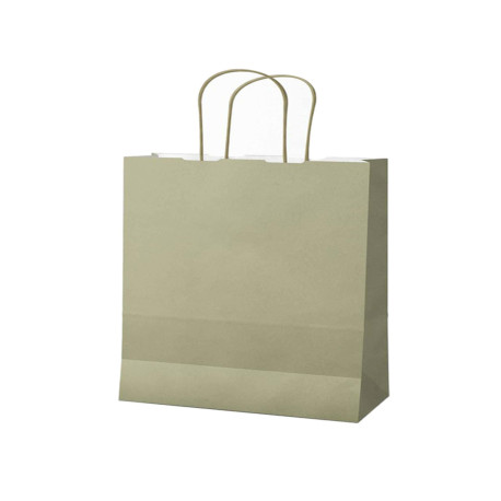 Shopper Twisted - maniglie cordino - 26 x 11 x 34,5 cm - carta kraft - salvia - Mainetti Bags - conf. 25 pezzi