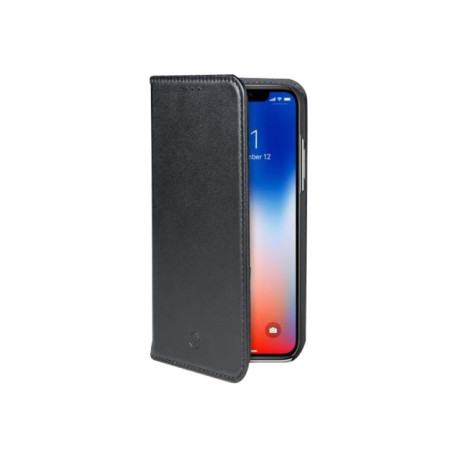 Celly Ghost Wally - Flip cover per cellulare - similpelle - nero - per Apple iPhone X, XS