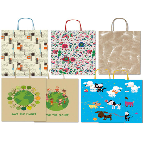 Shoppers - con manici - 16 x 21 x 8cm - fantasie assortite - Rex Sadoch