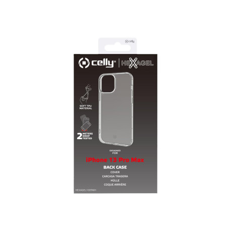 Celly HEXAGEL - Cover per cellulare - policarbonato, TPU (poliuretano termoplastico) - trasparente - per Apple iPhone 13 Pro Ma