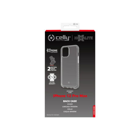 Celly Hexalite - Cover per cellulare - policarbonato, TPU (poliuretano termoplastico) - trasparente - per Apple iPhone 12 Pro M