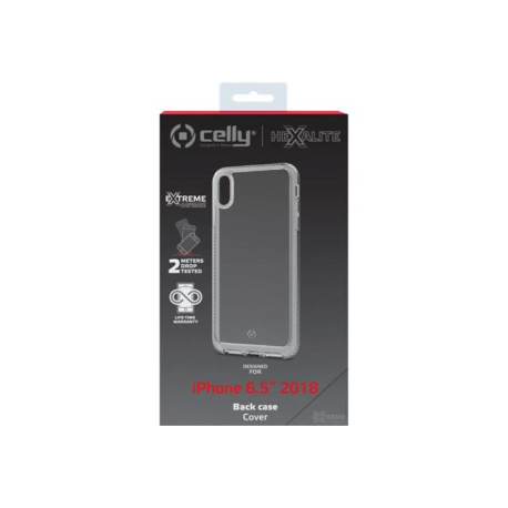Celly Hexalite - Cover per cellulare - policarbonato, TPU (poliuretano termoplastico) - trasparente - per Apple iPhone XS Max