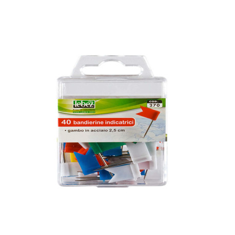 Spilli a bandierina - colori assortiti - Lebez - scatola 40 pezzi