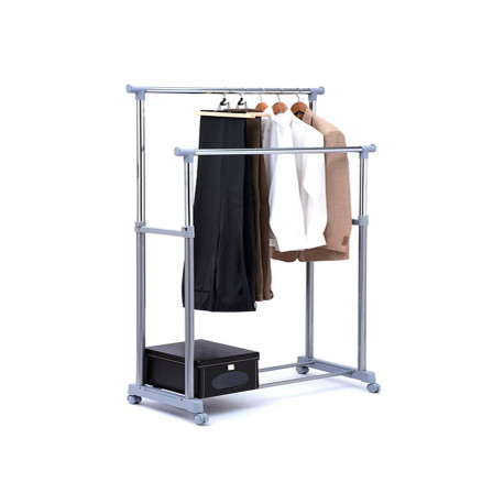 Stender appendiabiti AC9002 - doppio - 90 cm - grigio/cromo - Serena Group