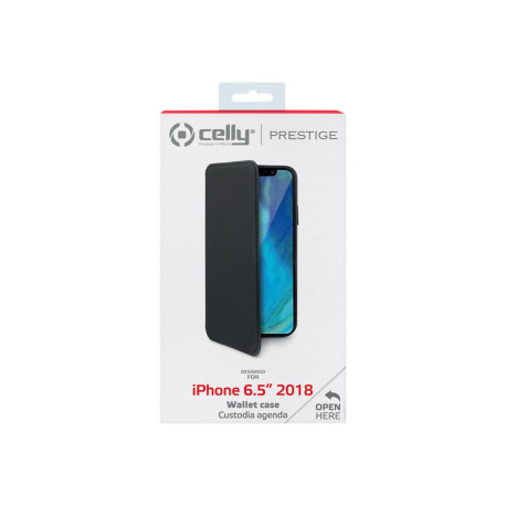 Celly Prestige PRESTIGE999BK - Flip cover per cellulare - nero opaco - per Apple iPhone XS Max