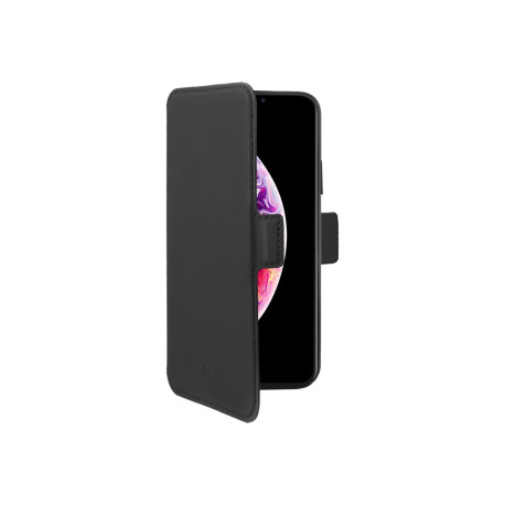 Celly PrestigeM - Flip cover per cellulare - poliuretano - nero opaco, morbido al tatto - per Apple iPhone XS Max