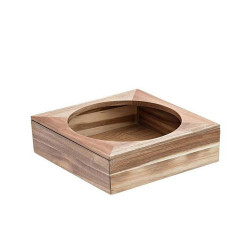 Supporto per ciotola - in bamboo - 26x26x11 cm - colore naturale - Leone
