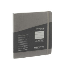 Taccuino Ecoqua Plus - con elastico - rilegatura cucita - A5 - 5 mm - 80 fogli - righe - artracite - Fabriano