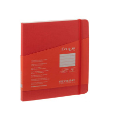 Taccuino Ecoqua Plus - con elastico - rilegatura cucita - A5 - 5 mm - 80 fogli - righe - lampone - Fabriano