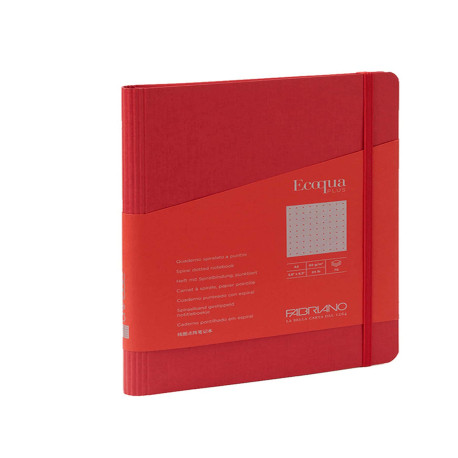 Taccuino Ecoqua Plus - con elastico - spiralato - A5 - 70 fogli - puntinato - lampone - Fabriano