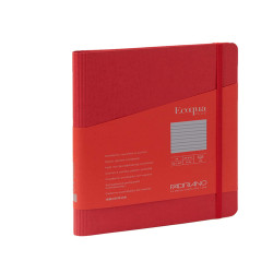 Taccuino Ecoqua Plus - con elastico - spiralato - A5 - 70 fogli - righe - lampone - Fabriano