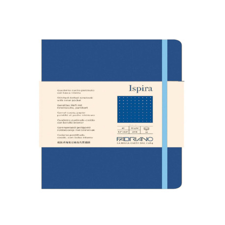 Taccuino Ispira - con elastico - copertina flessibile - A5 - 96 fogli - puntinato - blu royal - Fabriano