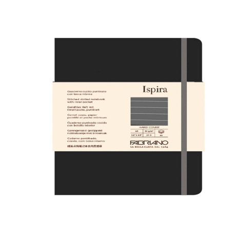 Taccuino Ispira - con elastico - copertina rigida - A5 - 96 fogli - righe - nero - Fabriano