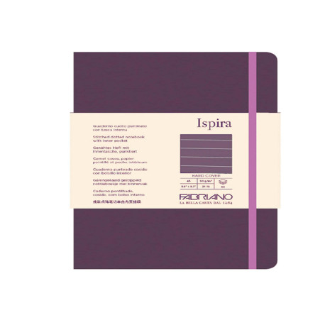 Taccuino Ispira - con elastico - copertina rigida - A5 - 96 fogli - righe - viola - Fabriano