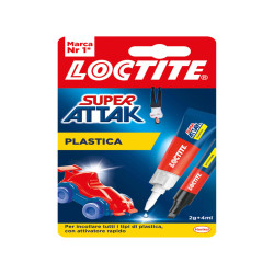 Colla Super Attak - adesivo liquido e attivatore in penna - adatto per incollare plastiche domestiche - 2 gr + 4 ml - trasparen