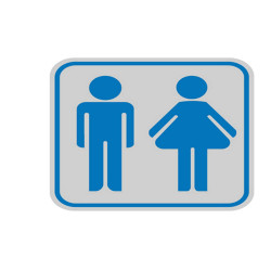 Targhetta adesiva - pittogramma Toilette uomo/donna - 8,2 x 8,2 cm - Cartelli Segnalatori