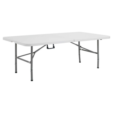 Tavolo rettangolare - pieghevole - 152 x 76 x 74 cm - PE/acciaio verniciato - bianco/grigio - Serena Group