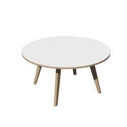 Tavolo riunione tondo Woody - diametro 100 cm - rovere / bianco