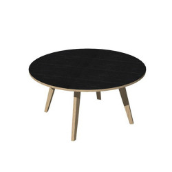 Tavolo riunione tondo Woody - diametro 100 cm - rovere / nero venato