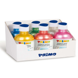Tempera brillante perlata - 300ml - colori perlati assortiti - Primo - box 6 colori