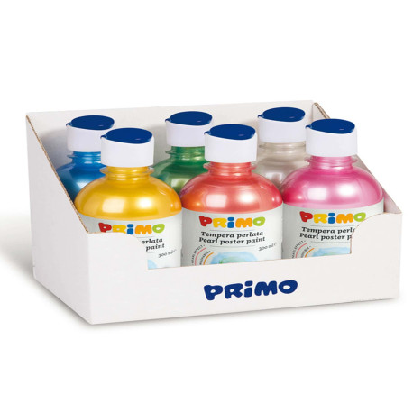 Tempera brillante perlata - 300ml - colori perlati assortiti - Primo - box 6 colori