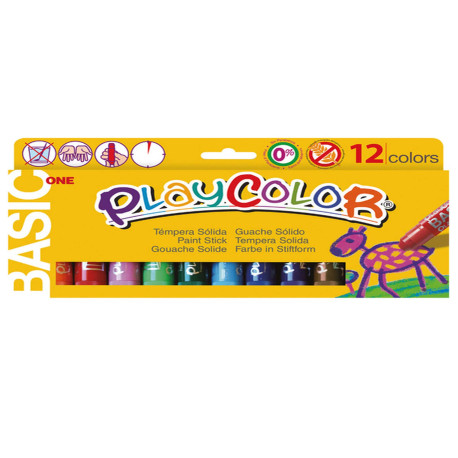 Tempera solida in stick Playcolor - 10gr - colori assortiti - Instant - astuccio 12 stick