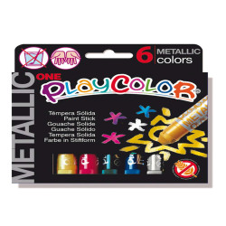Tempera solida in stick Playcolor - 10gr - colori assortiti - Instant - astuccio 6 stick metal