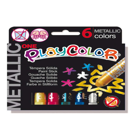 Tempera solida in stick Playcolor - 10gr - colori assortiti - Instant - astuccio 6 stick metal