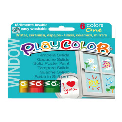 Tempera solida in stick Playcolor - 10gr – colori per vetro – colori assortiti – Instant - astuccio da 6 stick