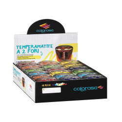 Temperamatite - a 2 fori - colori assortiti - Colorosa - expo 18 pezzi