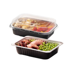 Contenitore alluminio stirato+coperchio in R-PET - 1 porzione - 17,8 x 13,6 x 4,5 cm - Cuki Professional - conf. 25 pezzi