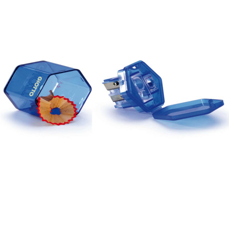 Temperamatite con contenitore - 3 fori - con serbatoio - colori assortiti - Giotto