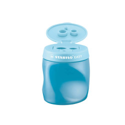 Temperamatite Easy con contenitore  - 3 fori - ergonomico - blu - per mancini - Stabilo