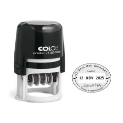 Timbro datario R30 - diametro 30 mm - 4 righe - autoinchiostrante - personalizzabile - Colop