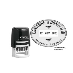 Timbro datario R40 - diametro 40 mm - 6 righe - autoinchiostrante - personalizzabile - Colop