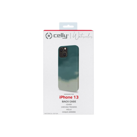 Celly Watercol - Cover per cellulare - TPU (poliuretano termoplastico), rivestimento in silicone - verde - per Apple iPhone 13