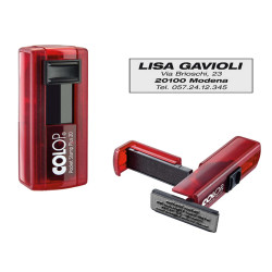 Timbro Pocket Stamp Plus 20 - 14 x 38 mm - 4 righe - autoinchiostrante - rosso rubino - Colop