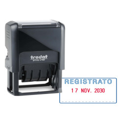 Timbro Printy 4750/L autoinchiostrante - DATA + REGISTRATO - 4,1 x 2,4 cm - 4 mm - bicolore - Trodat
