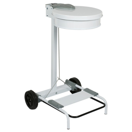 Carrello portasacco - 54,6x60xH94cm - con ruote - 110L - acciaio - bianco - Stilcasa