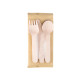 Tris posate monouso - con tovagliolo - 16 cm - legno - Signor Bio - conf. 100 pezzi