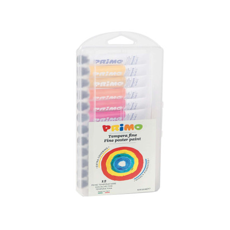 Tubi tempera - 12 ml - colori assortiti - Primo - astuccio 12 pezzi