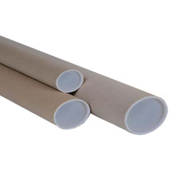 Tubo - con doppio tappo trasparente - diametro 6 cm - H 50 cm - cartone - avana
