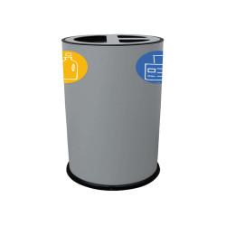 Contenitore tondo per raccolta differenziata - 3 scomparti - 70 L - grigio - Stilcasa