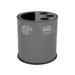 Contenitore tondo per raccolta differenziata - con divisiorio bicchieri - 50 L - grigio - Stilcasa