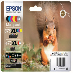 Epson - Multipack Cartuccia ink - 378XL/478XL - C/M/Y/K/R/G - C13T379D4010 - C/M/Y 9,3ml - K/R 11,2ml - R 10,2ml
