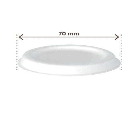 Coperchio in canna da zucchero - per coppetta porta salsa monouso 60 ml - bianco - Signor Bio - conf. 100 pezzi