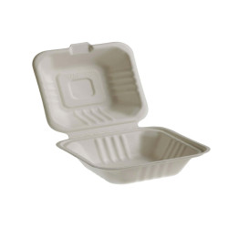 Vaschette Hamburger box Take Away Bio - 15 x 15 cm - Leone - conf. 50 pezzi
