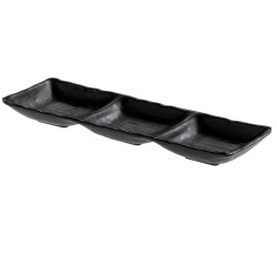 Vassoietto a tre scomparti - 27 x 9 x 3,5 cm - melamina - nero - Leone